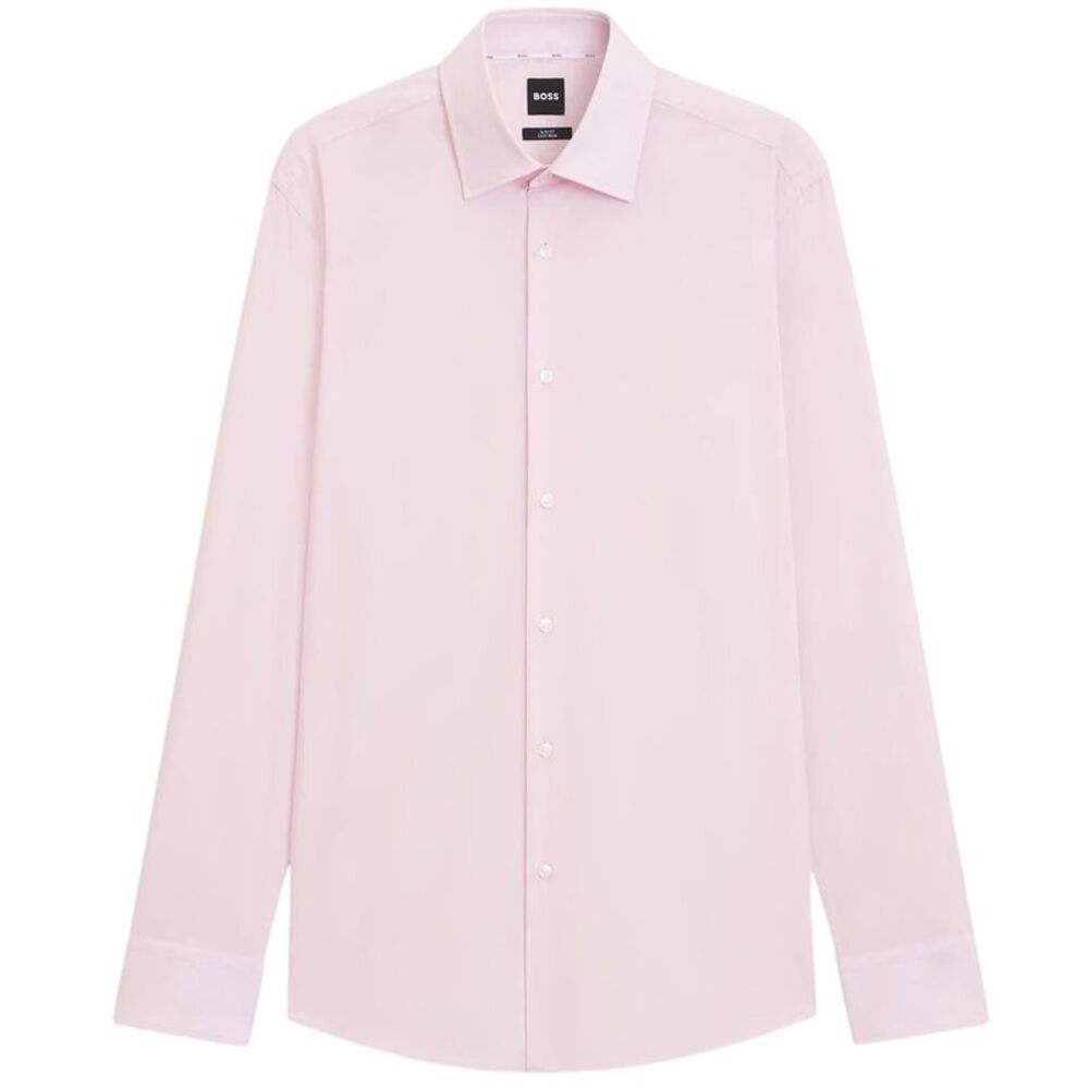 Boss Mens Plain Long-Sleeved Formal Shirt / Pink